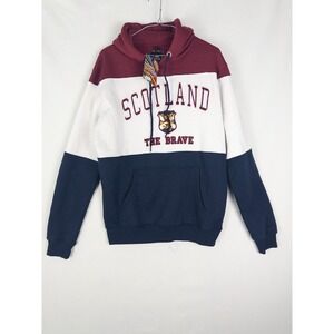 NWT Scotland The Brave Hoodie Mens S Color Block Graphic Print Casual Pullover